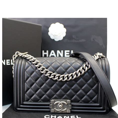 chanel boy bag 15b|Chanel black boyfriend bag.